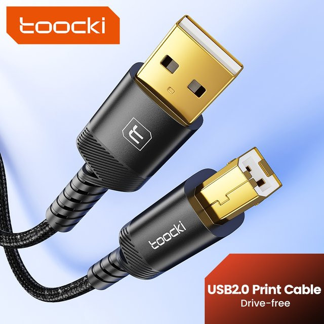 Toocki USB-Druckerkabel USB-A und USB-C auf Typ B, USB 2.0 Kabel in Schwarz - Bild 1