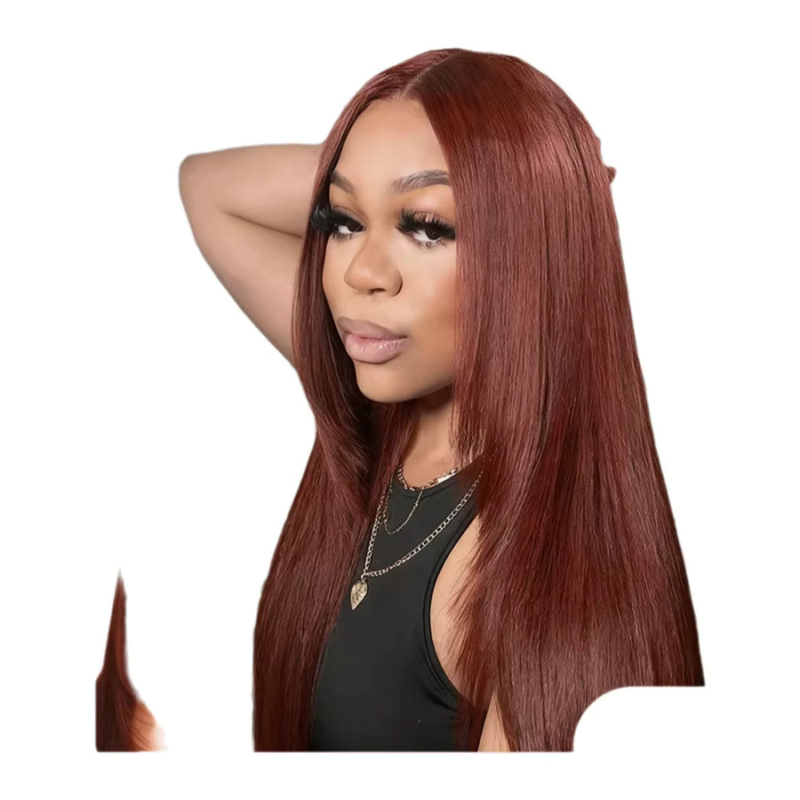 ISEE-Haare Lace-Front-Perücke, 100 % Echthaar, rotbraun, gerade - Bild 7