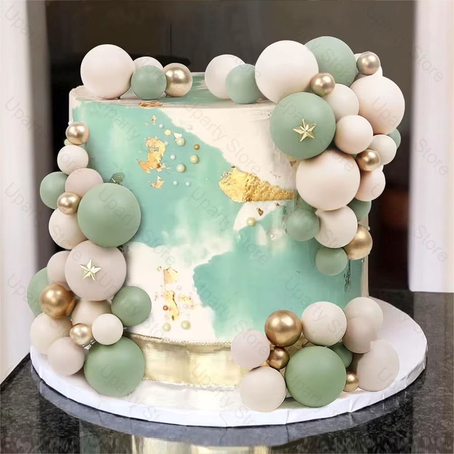 60 Stück Metall Kugeln zur Kuchendekoration in Gold und Beige, Durchmesser: 2–4 cm - Bild 2