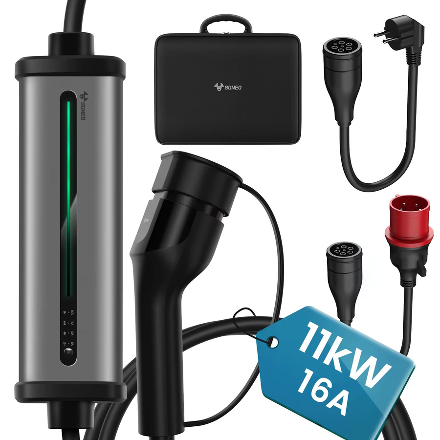 GONEO Mobile Wallbox Ladestation mit Typ 2 CEE-Stecker und Schuko-Stecker, Mobile EVSE mit 11kW/7kW, 16A/32A, IP66 und 7m Kabel für Modell Y/3 und ID3/4/5 - Bild 7