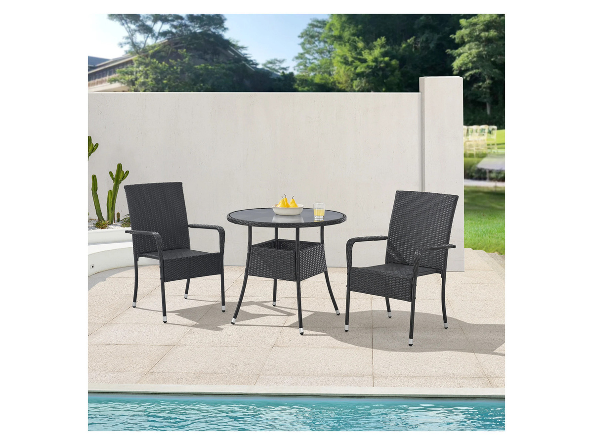 Juskys Polyrattan Gartentisch Yoro rund Schwarz Durchmesser: 80 cm - Bild 2
