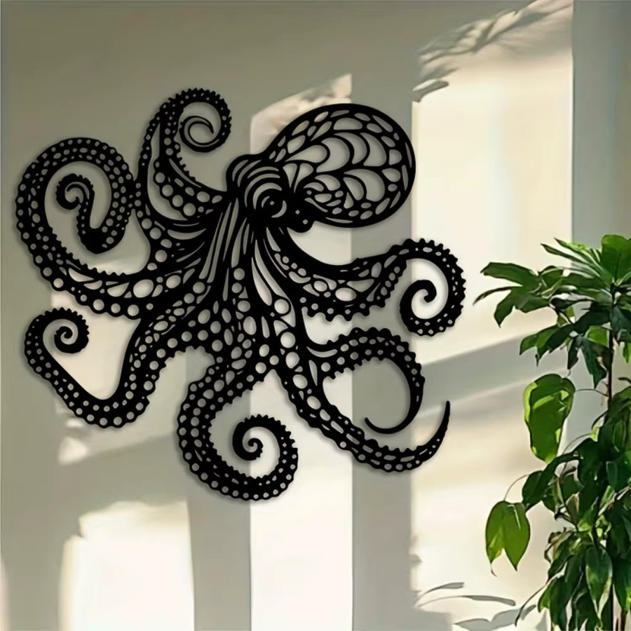CIFBUY Metall-Oktopus-Wandskulptur in Schwarz – Nautische Dekoration im gotischen Stil - Bild 5