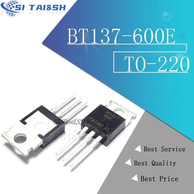 10 Stück Si Tai&SH Triacs BT137-600E in Schwarz, 8A/600V, TO-220 Gehäuse - Bild 1