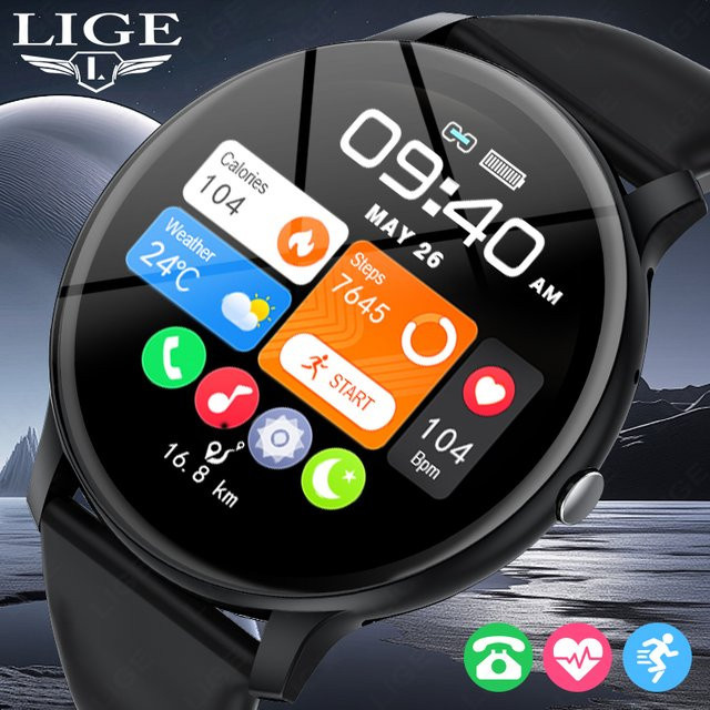LIGE Smartwatch, Schwarz, Kunststoff, Silikon, Unisex - Bild 1