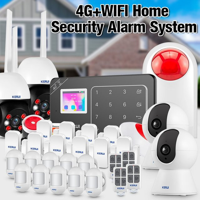 KERUI 4G GSM WiFi Wireless Home Alarm System Kit mit Motion Sensor und Tür Sensor, Tuya Smart Leben kompatibel, Alexa Unterstützung, Modell W184 - Bild 1