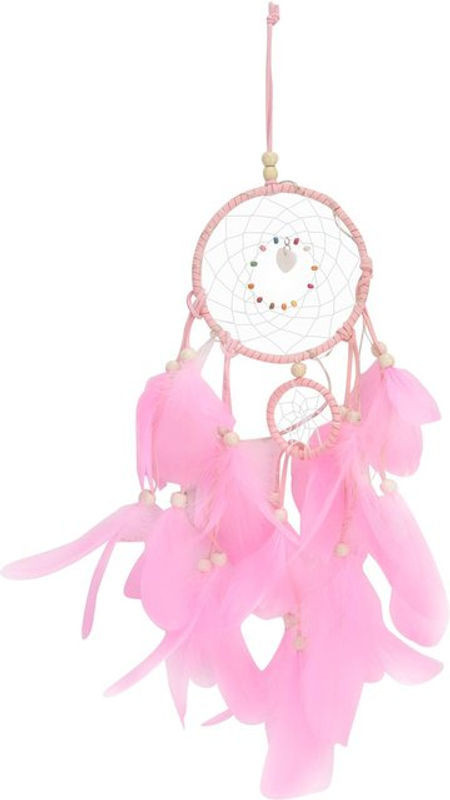 OutsideWorld Traumfänger zum Aufhängen in Rosa mit Herz-Design und Federn - Bild 1