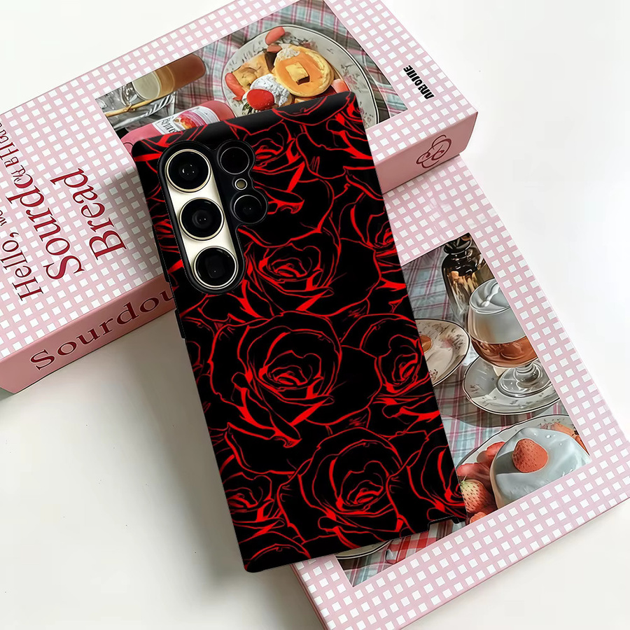 Crimson Rose Stoßfeste Doppelschicht Handyhülle für Samsung Galaxy S25 Ultra, S24 und S23 Ultra Plus - Bild 3