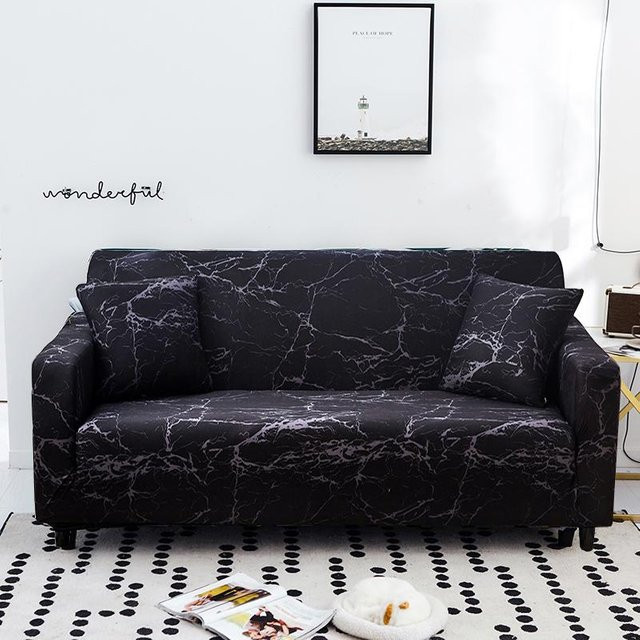 Bedruckter Sofabezug von CHINA&Small in Schwarz, elastischer Stretch-Bezug für moderne Sofas und Stühle, Breite: 90-140 cm - Bild 1