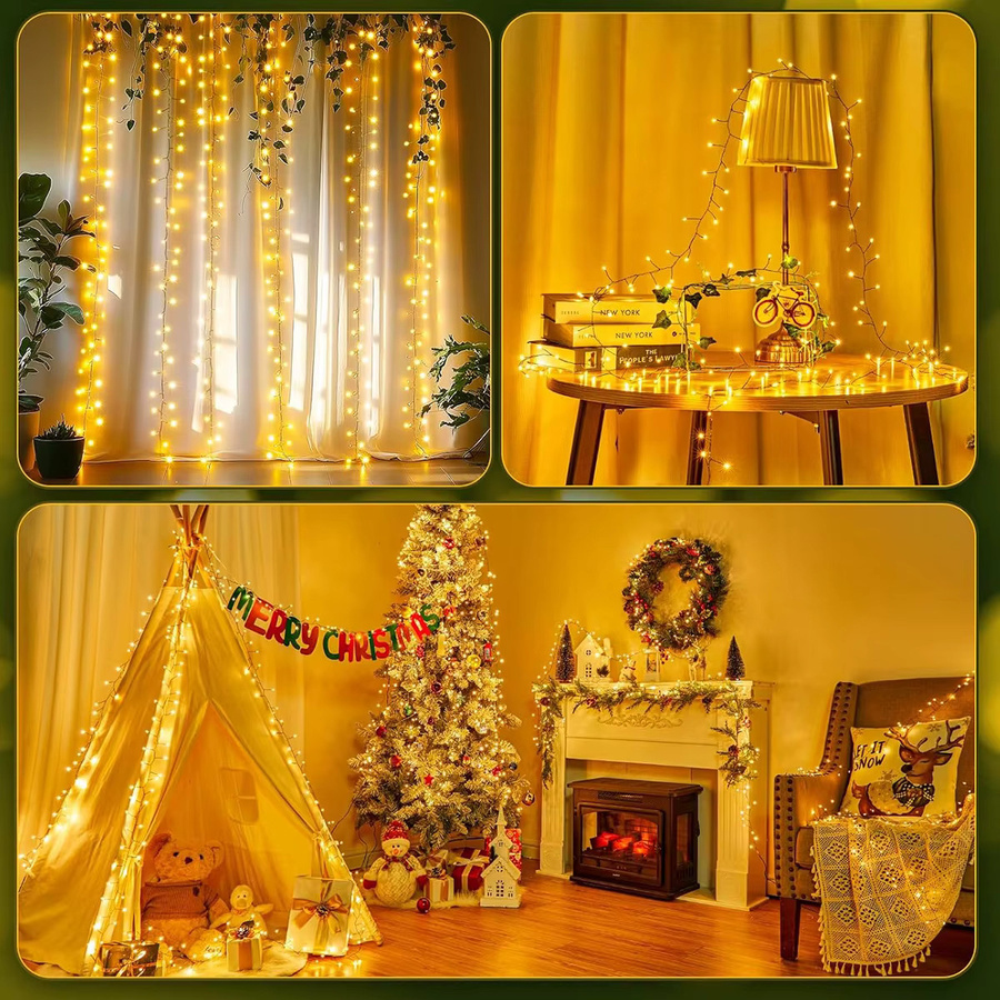 KIKIELF LED Cluster Lichterkette in Warmweiß für Weihnachten, Hochzeit und Party - Bild 5