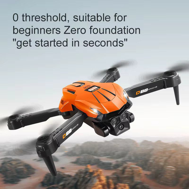 FACEGLE D88 Drohne mit Optical Flow Version, faltbarer Quadcopter in Orange mit zwei Kameras und Sechs-Achsen-Gyroskop - Bild 5