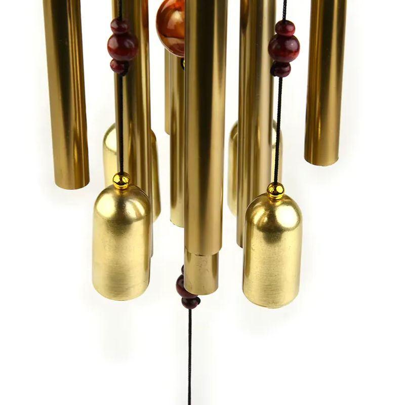 Großes Windspiel mit Glocken in Gold für Garten und Outdoor Dekoration, Höhe: 63 cm - Bild 4