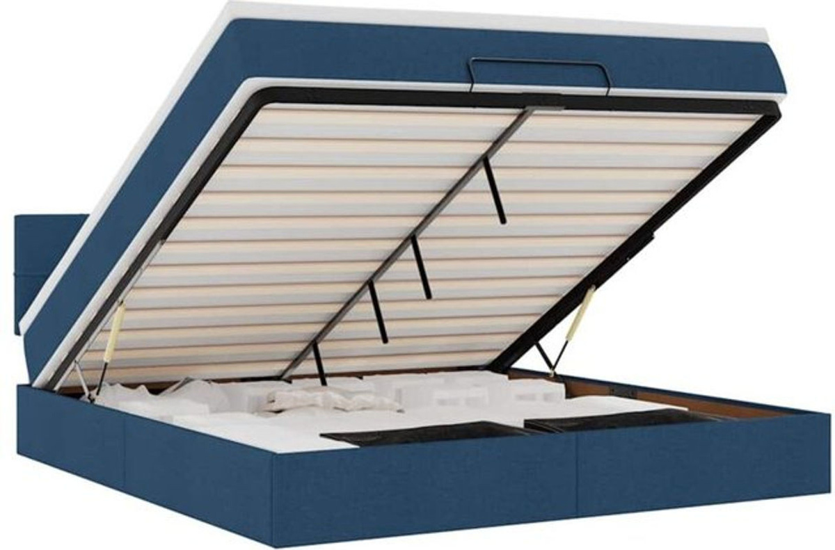 vidaxl Polsterbett Ottomane mit Matratze und LED in Blau aus Stoff, B/T: 180 x 200 cm - Bild 1