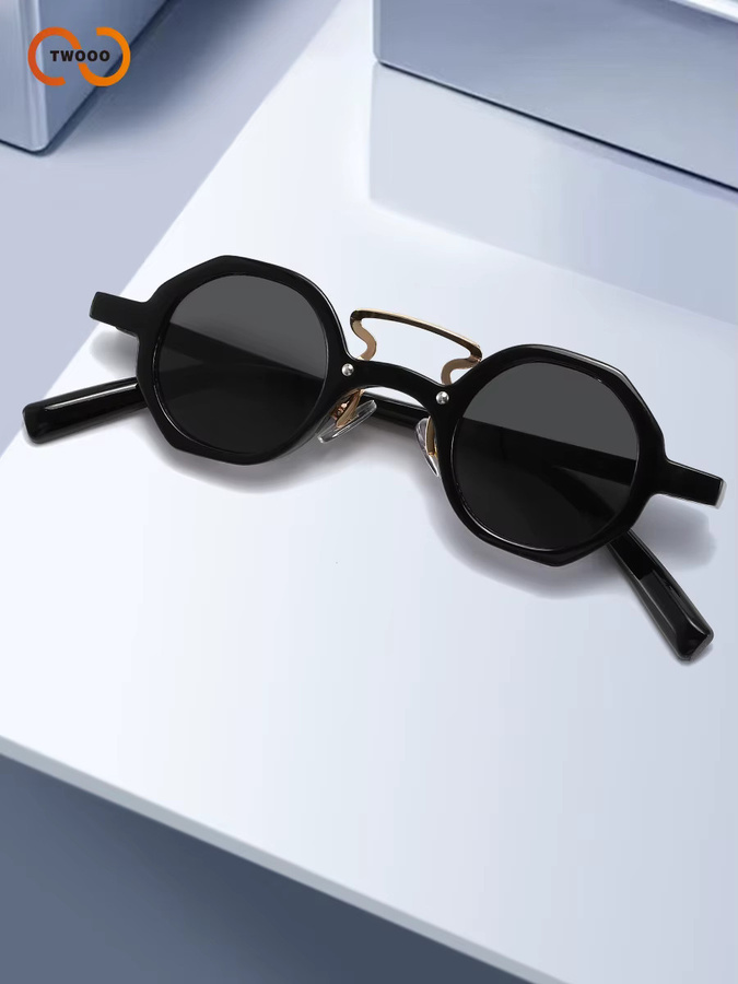 TWOOO Sonnenbrille, Unisex, Rund, Vollrand, Schwarz - Bild 2