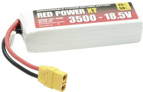 Red Power LiPo Modellbau-Akkupack 18,5V 3500 mAh 25 C mit XT90 Stecker in Rot/Weiß - Bild 1