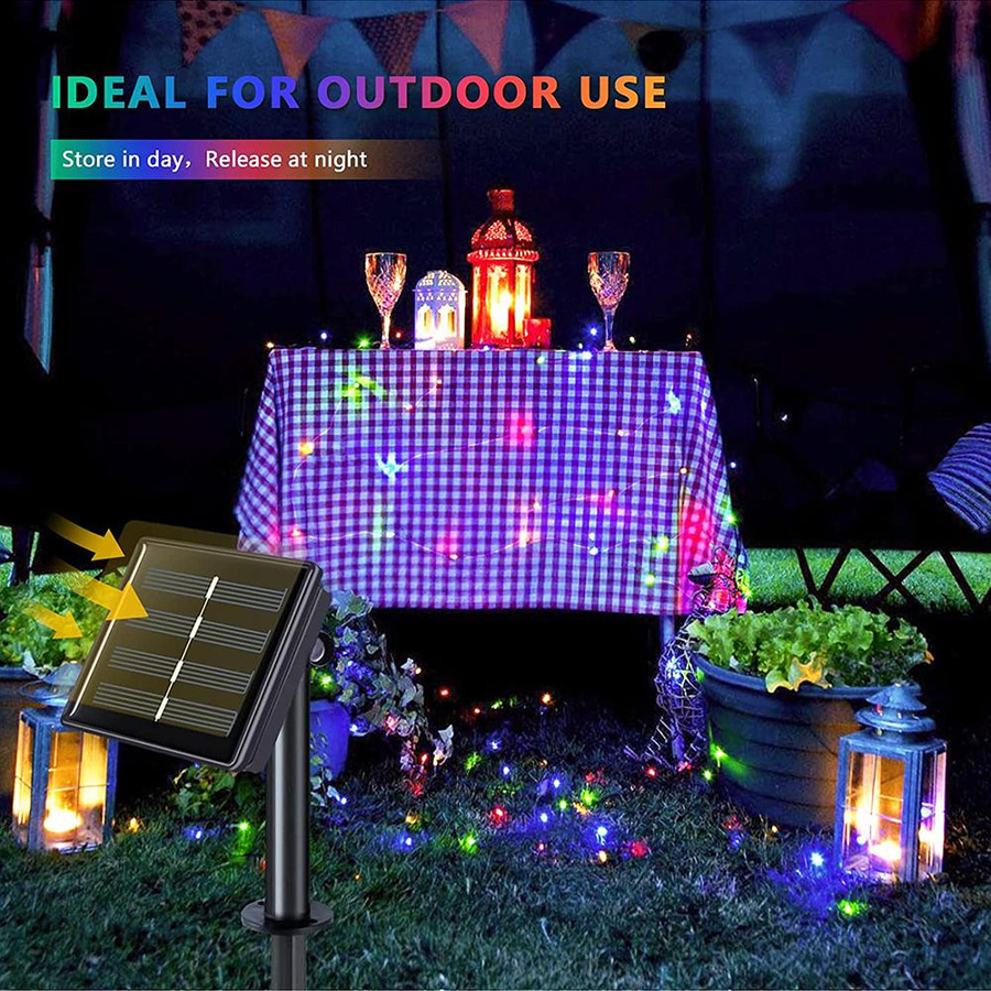 Kongdii Solar LED Lichterkette bunt mit 300 LEDs, wasserdichte Outdoor Girlande für Garten und Terrasse, RGB Effekt - Bild 2