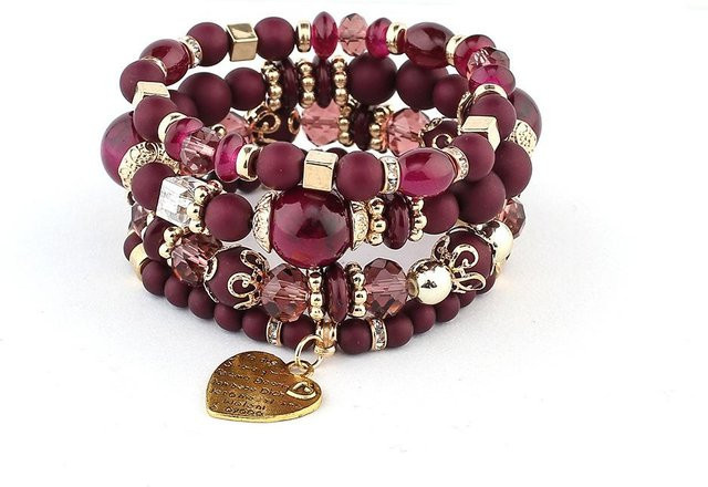 Rui Di Armband-Set, Acrylperlen, Messing, brown, Damen - Bild 1