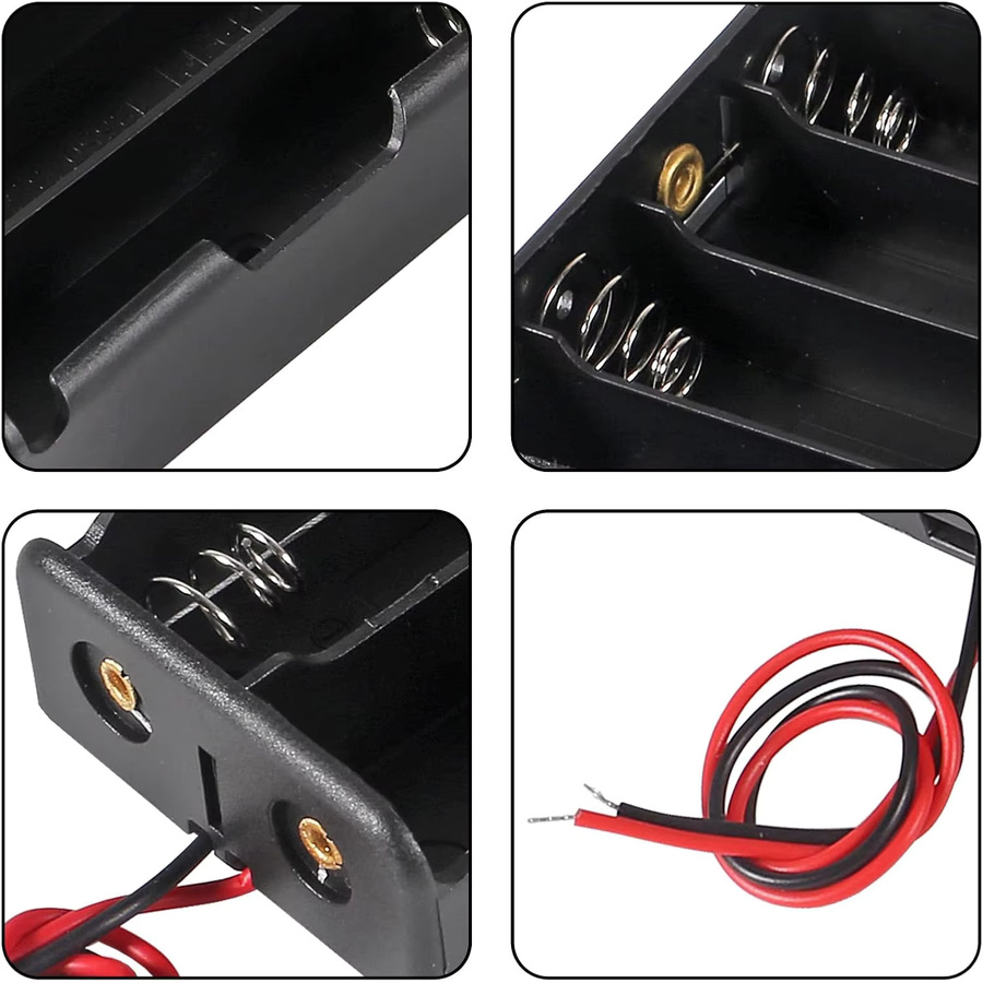 4er Set 18650 Batteriehalterung aus Kunststoff in Schwarz für 3,7 V Akkus - Bild 3