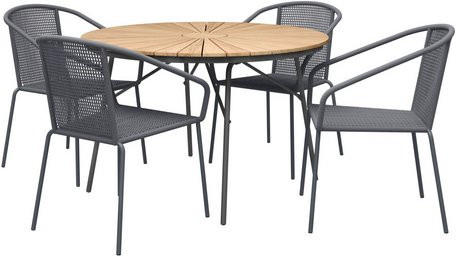 Cinas Gartenmöbelset Ellen/Vito aus Teakholz und Aluminium, 5-teilig, 4 Sitzplätze, braun - Bild 1