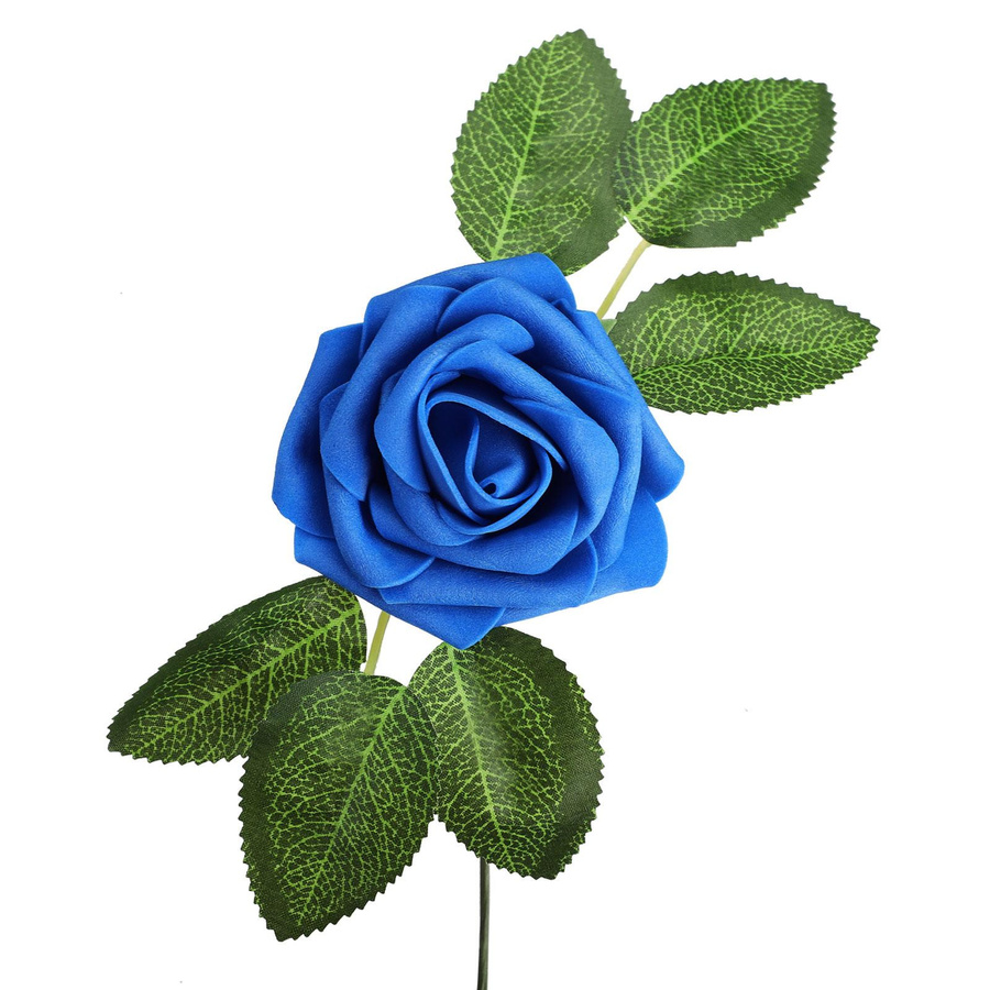 Künstliche Rose OutsideWorld in Weiß aus PE-Schaum mit Blatt und Stiel - Bild 2