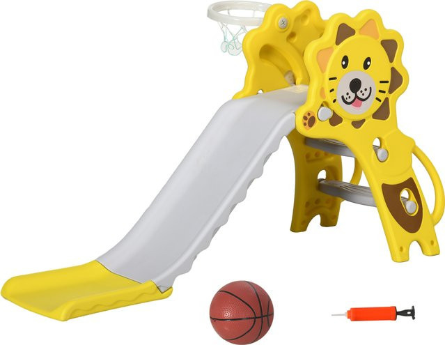 Aosom Kinderrutsche Basketballkorb, Gelb Grau, ab 1,5 Jahre - Bild 1