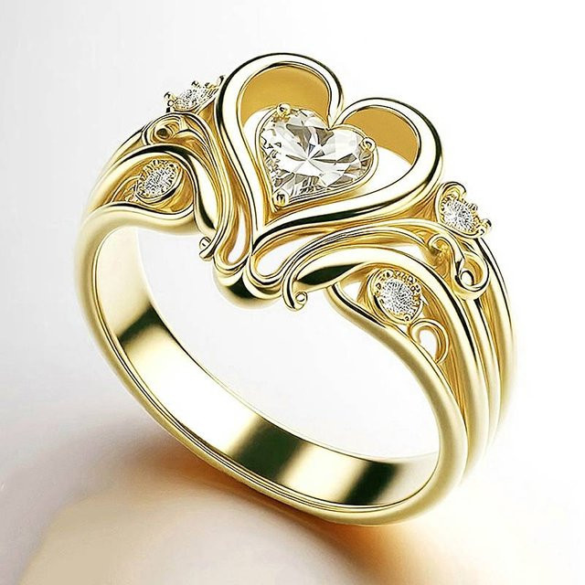 Huitan Ring, goldfarben, Zirkonia, Damen - Bild 1