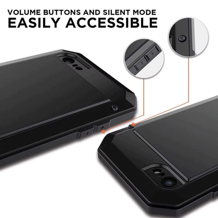 Wasserdichte Metallhülle mit Gorilla-Glasabdeckung für iPhone 11 bis iPhone 17 Air von Foohly in Schwarz mit IP54 Schutz - Bild 5
