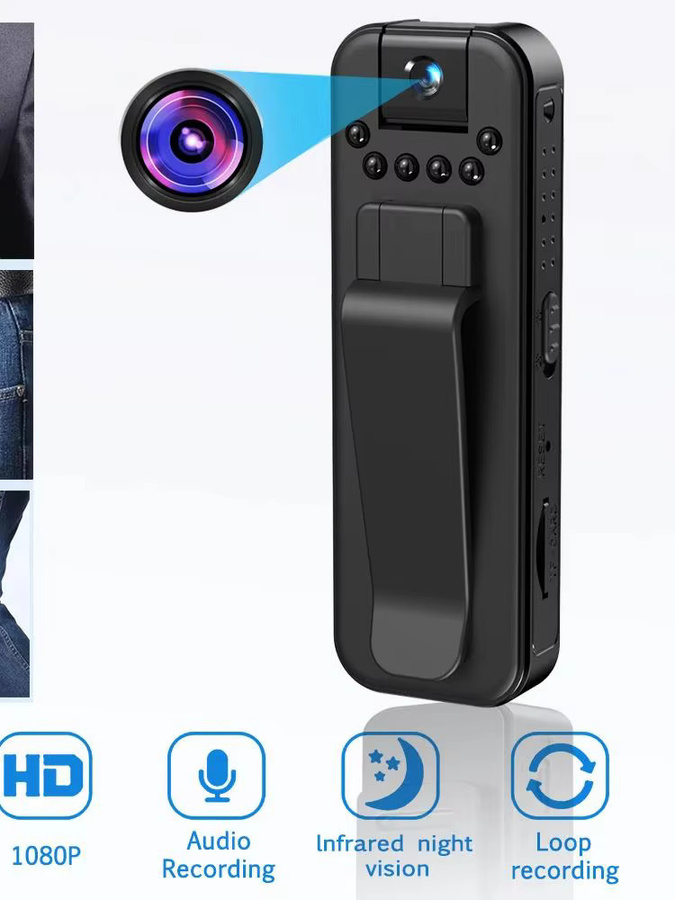 CUGUU Mini-Kamera 1080P Kompakter Digitalrekorder mit 180 Grad rotierender Infrarot-Nachtsicht in Schwarz - Bild 7