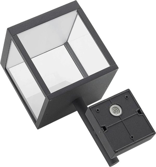 Lucande LED Außenwandleuchte Cube in Schwarz aus Aluminium und Glas, modern und spritzwassergeschützt (IP54) - Bild 1