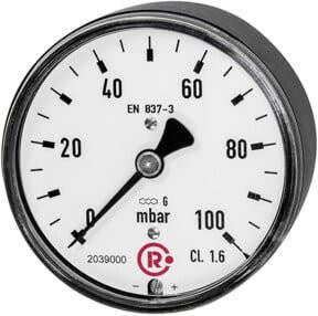 Riegler Kapselfedermanometer G 1/4 hinten zentrisch 0 - 250 mbar Durchmesser 63 mm 5825-R in Stahl ausführung - Bild 1