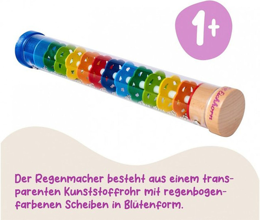 Eichhorn Regenmacher für Kinder aus Holz und Kunststoff in Regenbogenfarben