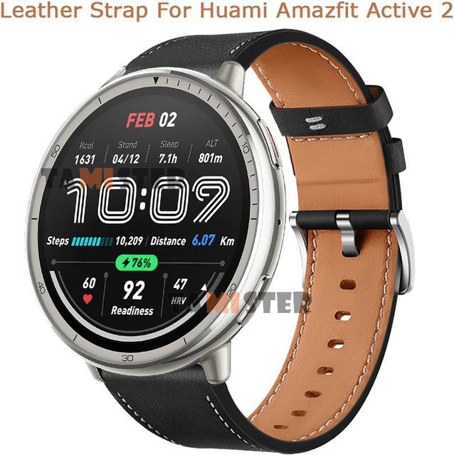Amazfit Active 2 Uhrenarmband Leder, Schwarz, Unisex - Bild 1