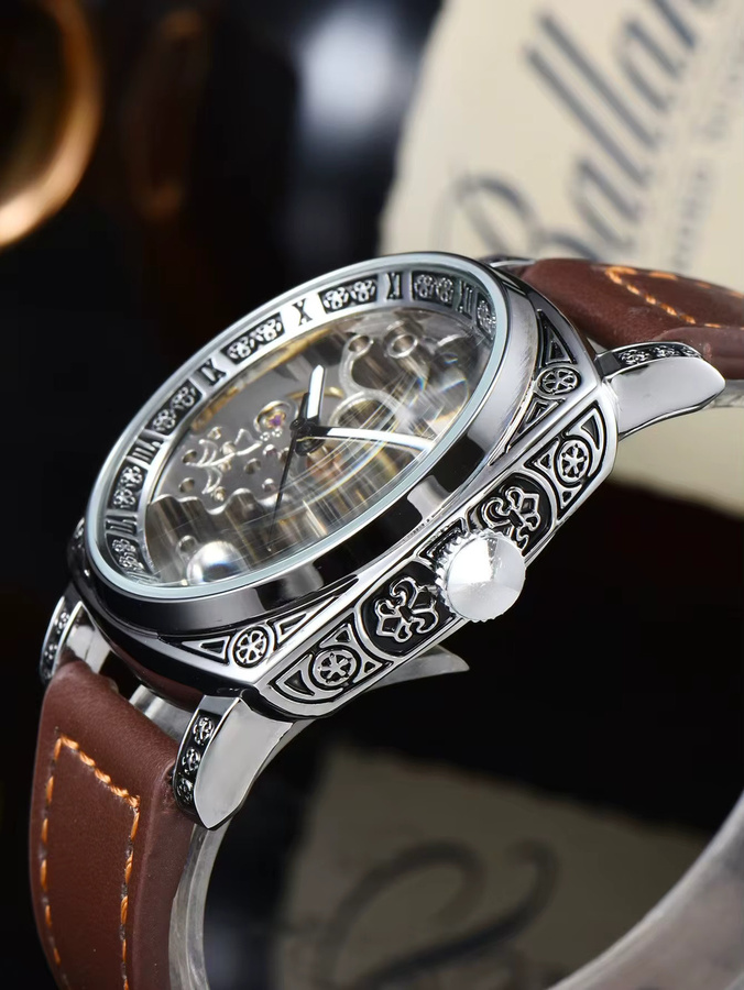 LONGLUX Armbanduhr Automatik, Leder, Schwarz, Herren - Bild 3