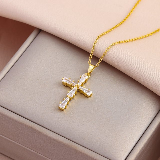 Marisa Halskette, 18K Gold überzogen, Edelstahl, Zirkonia, Kristall, Damen - Bild 1
