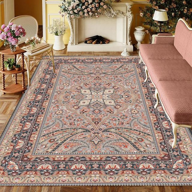 Lodestar Vintage Teppich mit floralem Muster, rutschfest und schmutzabweisend, Mehrfarbig, B/T: 60 x 40 cm - Bild 1