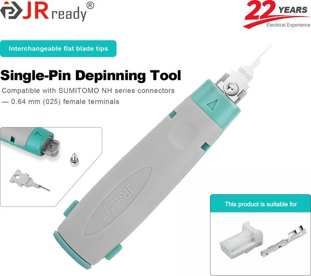 JRready JRconDRK-N060100 Einzelstift-Extraktionswerkzeug für SUMITOMO NH Steckverbinder-Serie 0,64mm (025) Buchsenanschluss in Grau - Bild 1