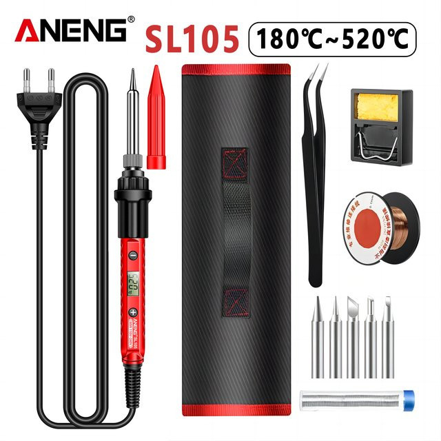 ANENG Elektrischer Lötkolben SL105 mit LCD-Digitalanzeige, 60 W, einstellbare Temperatur, Rot - Bild 1