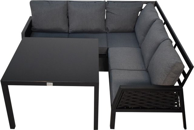 Jet-Line Gartenlounge ARIANA 3-teilig in Schwarz mit Kissen aus pulverbeschichtetem Aluminium - Bild 1