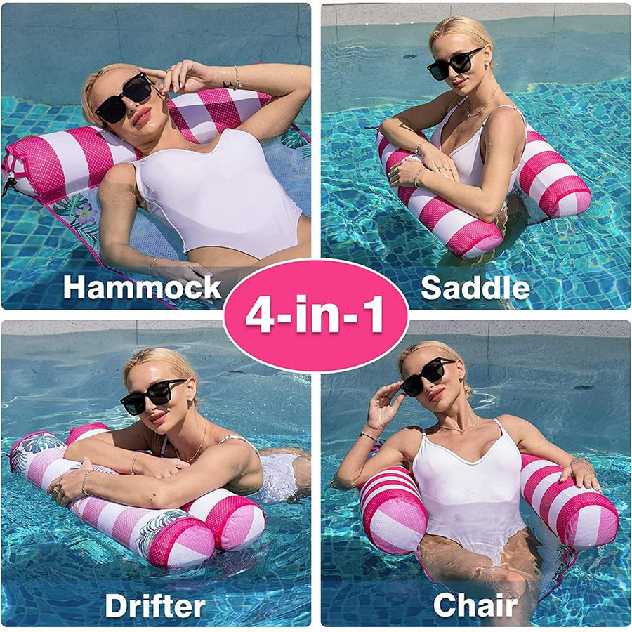 Schwimmende Hängematte Liegestuhl für Erwachsene in Pink aus PVC und Polyester - Bild 4