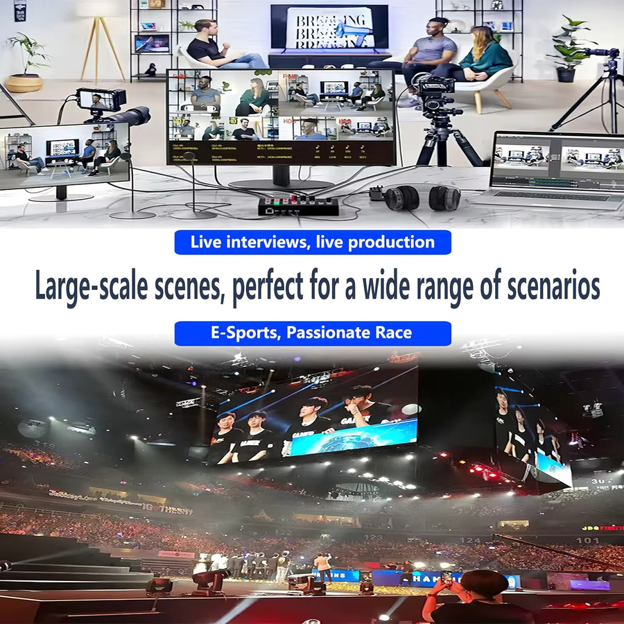 Konsenda 4-Kanal HDMI Video Mixer Switcher 4x2 1080P für Broadcast, Live Streaming und OBS Aufnahme, Schwarz - Bild 5