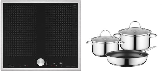 Neff TPLE662F0 Autark-Induktionskochfeld Set aus T66STX4M0 und Z943SE0 in Edelstahl und Schwarz mit Smart Home Integration und App-Steuerung - Bild 1
