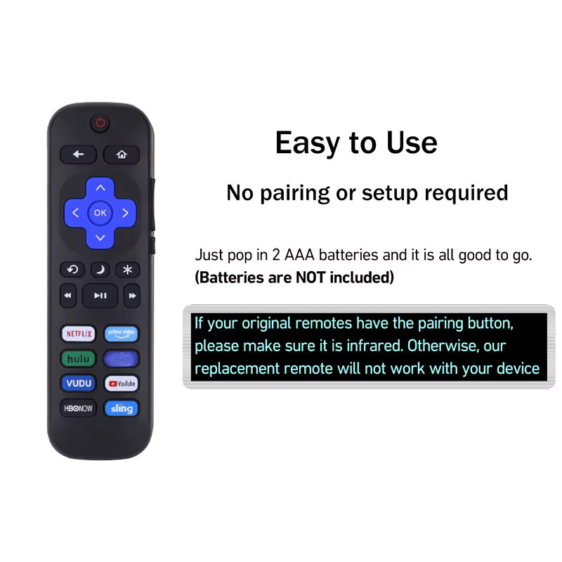 Ersatzfernbedienung von kebidu für Roku TV Modelle von TCL, Hisense, Onn und Philips in Schwarz mit YouTube-Funktion - Bild 5