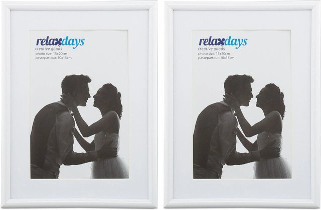 Relaxdays Bilderrahmen 2er Set aus Kunststoff und Glas in Weiß, B: 15 cm x H: 20 cm - Bild 1
