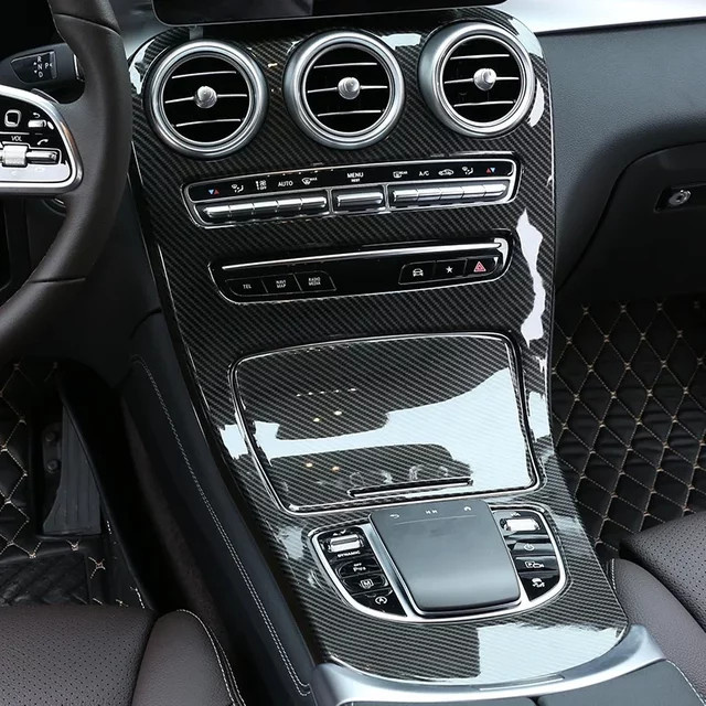 Metyoucar Carbon Faser Mittelkonsole Abdeckung für Mercedes Benz C Klasse W205 und GLC X253 in Schwarz - Bild 1