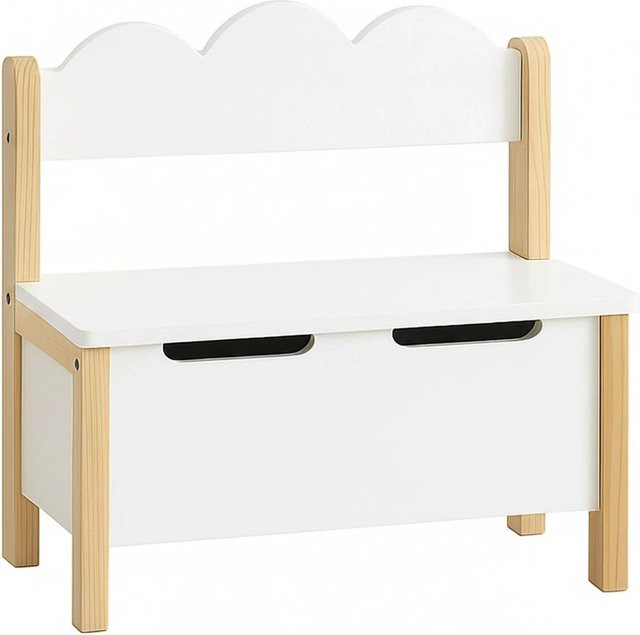 Relaxdays Kinderbank mit Stauraum aus Kiefernholz und MDF in Weiß mit Softclose-Funktion, B/T/H: 60 x 60 x 25 cm - Bild 1