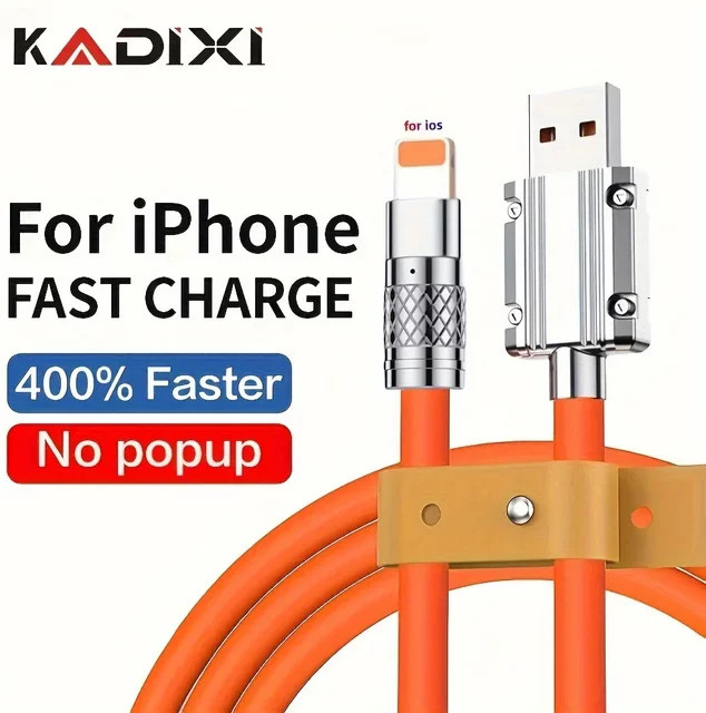 KADIXI USB-C Schnellladekabel 20W Datenkabel für iPhone und iPad in Blau und Orange - Bild 1