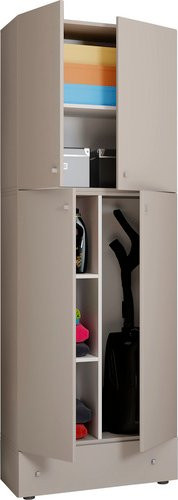 VCM Putzschrank Lona Mehrzweckschrank in Grau und Weiß mit Schubladen und Regalfächern B/T/H: 70 x 39 x 200 cm - Bild 1
