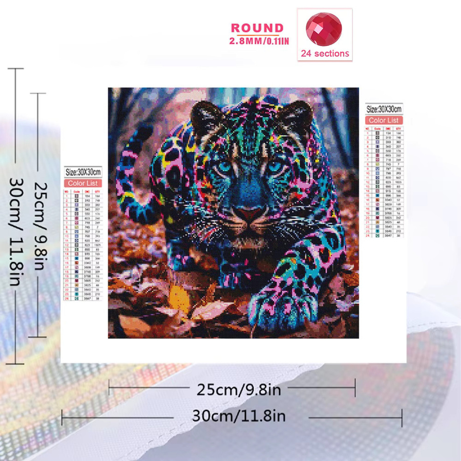 Momoart 5D DIY Diamant-Mosaik Leoparden-Tier Bastelset mit runden Steinen in Multicolour für Anfänger - Bild 2