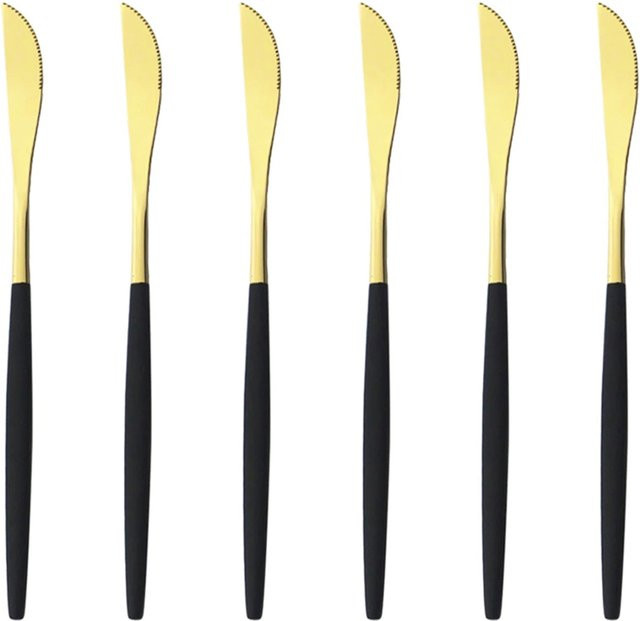 Zoseil Dessertmesser Set aus Edelstahl in Schwarz und Gold, 6er Pack - Bild 1