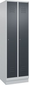 C+P Wäsche-Spind Classic PLUS mit Sockel, 2 Abteile, grau/anthrazit, B/T/H: 60 x 50 x 195 cm, mit Zylinderschloss - Bild 1