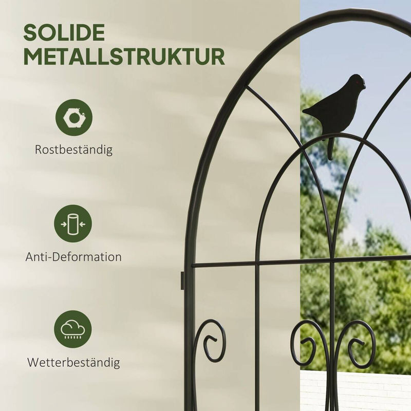 Outsunny Rankgitter Metall 2er Set mit Vogeldesign in Schwarz, Rankhilfe für Kletterpflanzen, B/H/T: 50 x 120 x 50 cm - Bild 3